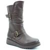 HEAVENLY FEET WOMENS WEDGE ZIP BOOT - CHOCOLATE